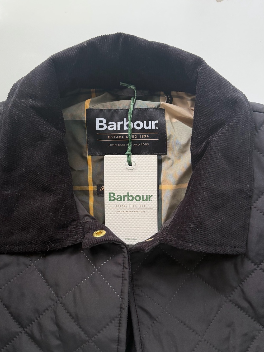 Barbour Black Quilted Utility Jacket with Gold Buttons